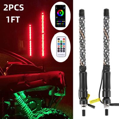 2KS 1FT LED Bičová světla, Antény na stožár s dálkovým ovládáním, pro UTV, ATV, Off Road, Nákladní automobil, Písek, Buggy Duna, RZR