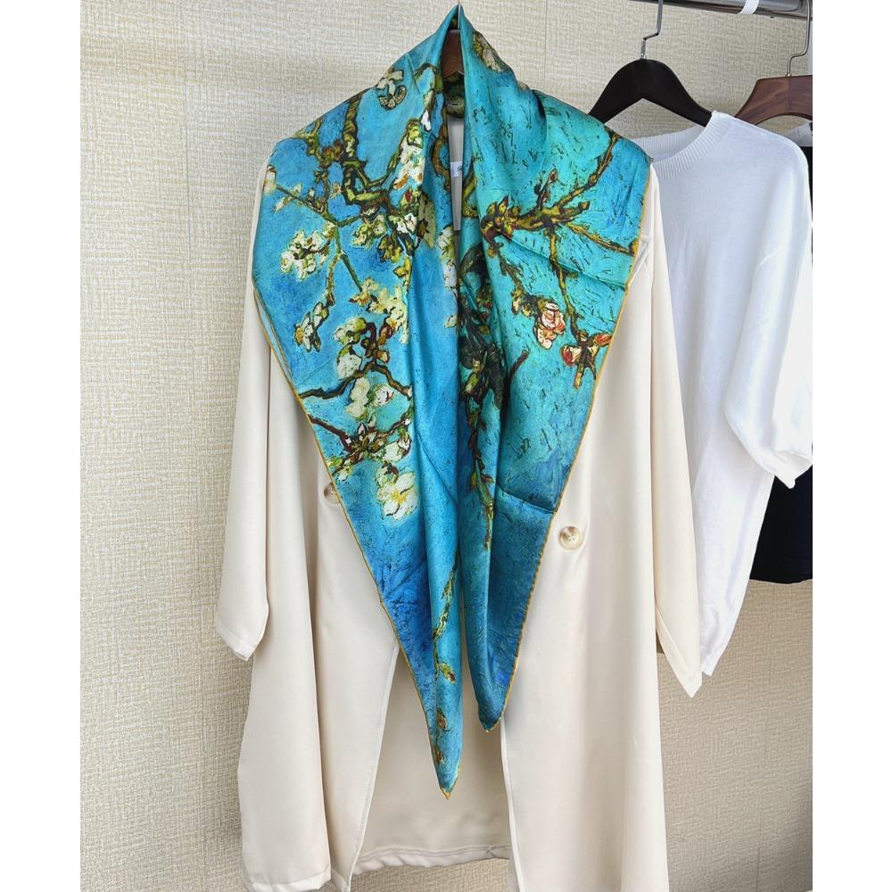 Van Gogh Famous Painting Series Silk Mulberry Silk Square Scarf Gift Silk Scarf Professional Scarf Scarf Female