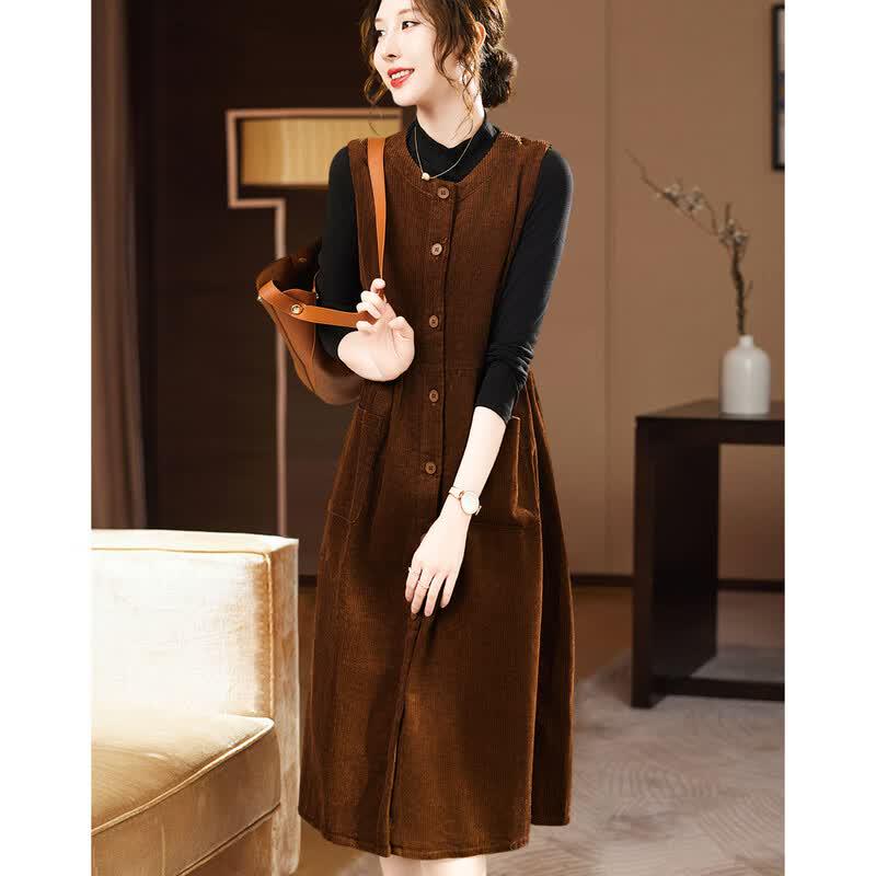 D.F.DEAR Retro Sleeveless Suspender Midi Dress