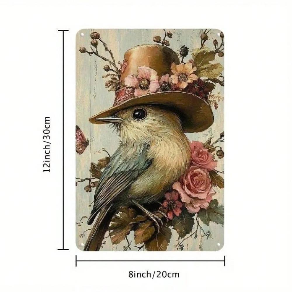 Vintage Metal Tin Sign Bird Wall Art Decor for Bar Garage