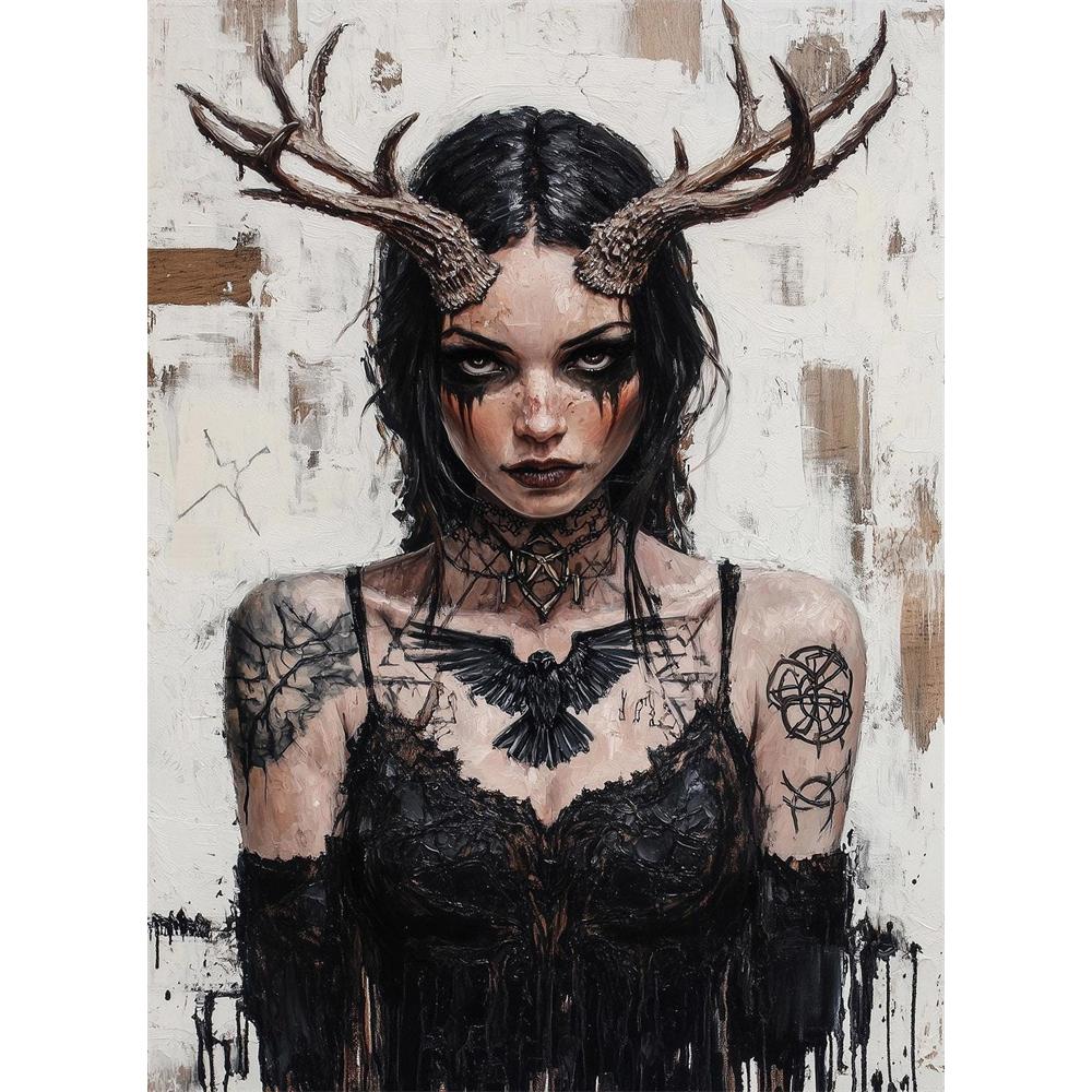 Terror Curse Gothic Style Tattoos Female Warrior Diamond Painting 5D DIY Art Pattern Printing Kit Jigsaw Canvas Mosaic Stitching Home Decoration