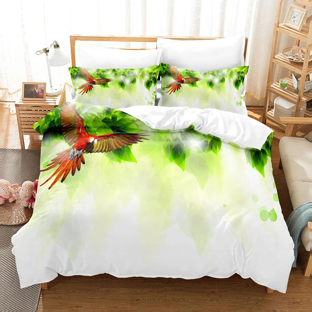 

Comforter Print Parrot Comforter Set 100% Bamboo Fiber Super Soft Duvet 2Pcs Queen Bedding Set Bedroom Comforter (quilt)-EU Single(135*200cm)3pcs