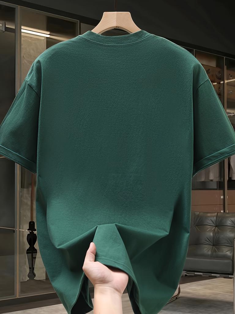 Men's Summer 100% Cotton Fashionable Casual Sports Loose Trendy Brand Pattern Printed Round Neck Short Sleeve T-shirt Top