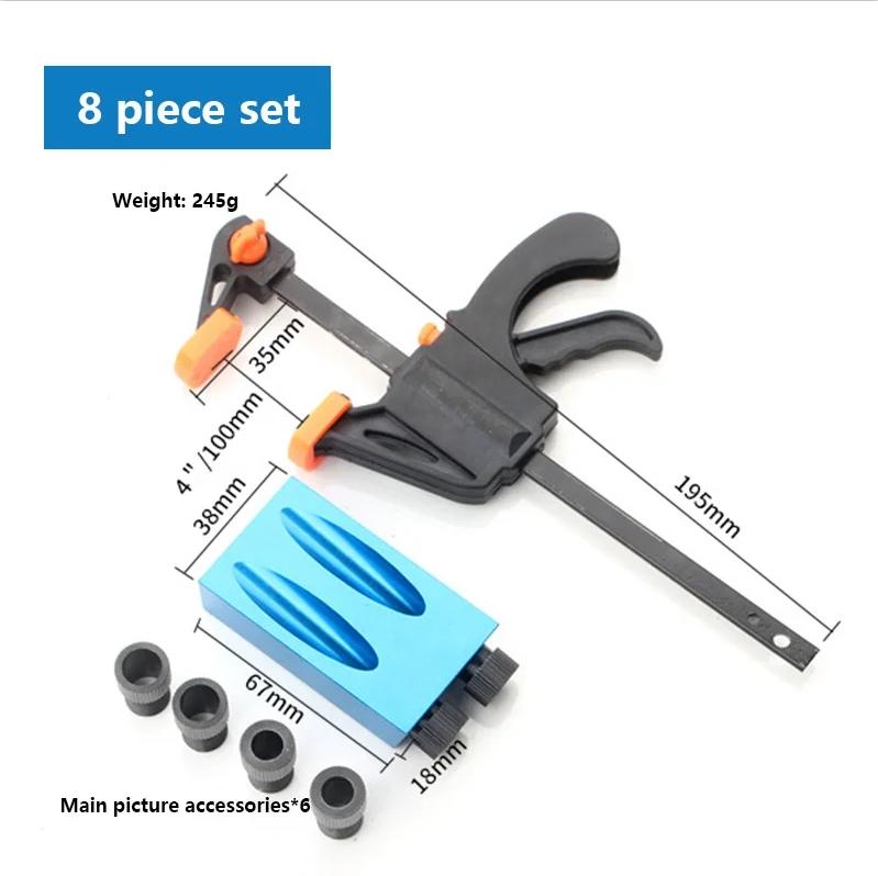 Pocket Hole Screw Jig Dowel Drill Wood Joint Tool Kit 6/8/10mm 15°Angle Adapter Drill Woodworking Tool