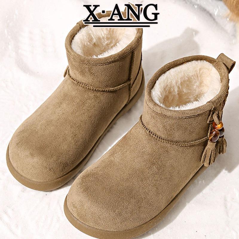 

Зимние женские ботинки из натурального меха, интегрированные, бархатные, утолщенные, теплые, маленькие картофельные хлопковые туфли, нескользящие короткие ботинки для женщин 40