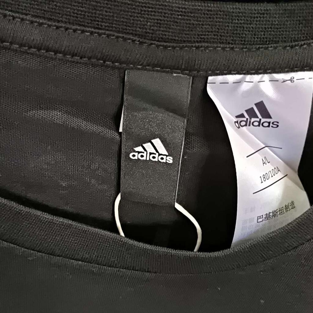 adidas Logo Print Outdoor Casual Sports Crew Neck Short Sleeve T-Shirt Men Tops Black CV4511