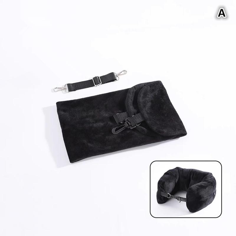 Travel Neck Pillow With Fillable Clothing Storage Bag U-Shaped Pillowcase Crystal Fleece Neck Pillow Cover For Airplane Travel