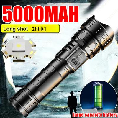 5000mah New Super Bright Flashlight with Power Display Outdoor Portable Camping  Working Strong Light Defence Multifunctional Light