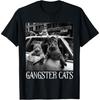 XXIAOLONG Gangster Cat Meme Funny Vintage Cat Dad Women Graphic Trend T-Shirt