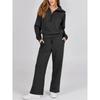 Half Zip Hoodie Wide Leg Pants Set Casual Half Zip Sweatshirt Loose Pants Suit