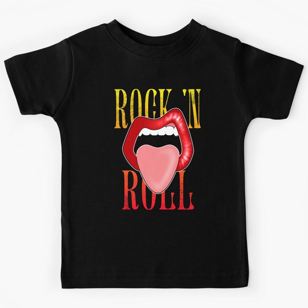 Rock And Roll Red Lips Tongue Sticking Out Kids T-Shirt 120