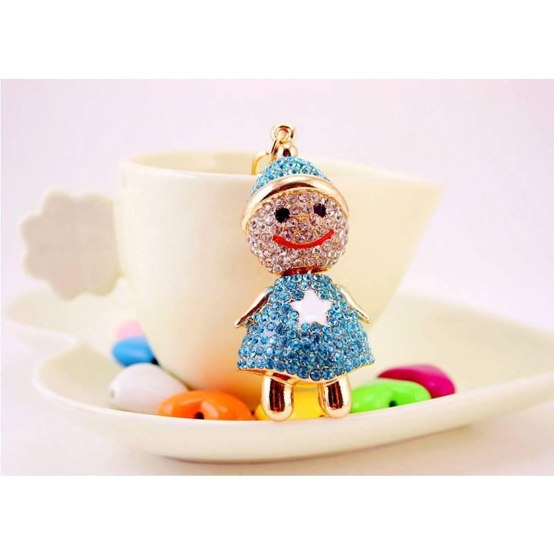 Cute Snowman Keychain For Women Sparkling Rhinestone Zinc Alloy Christmas Gift