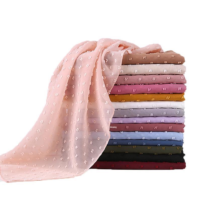 Pearl Tassel Solid Color Chiffon Headscarf