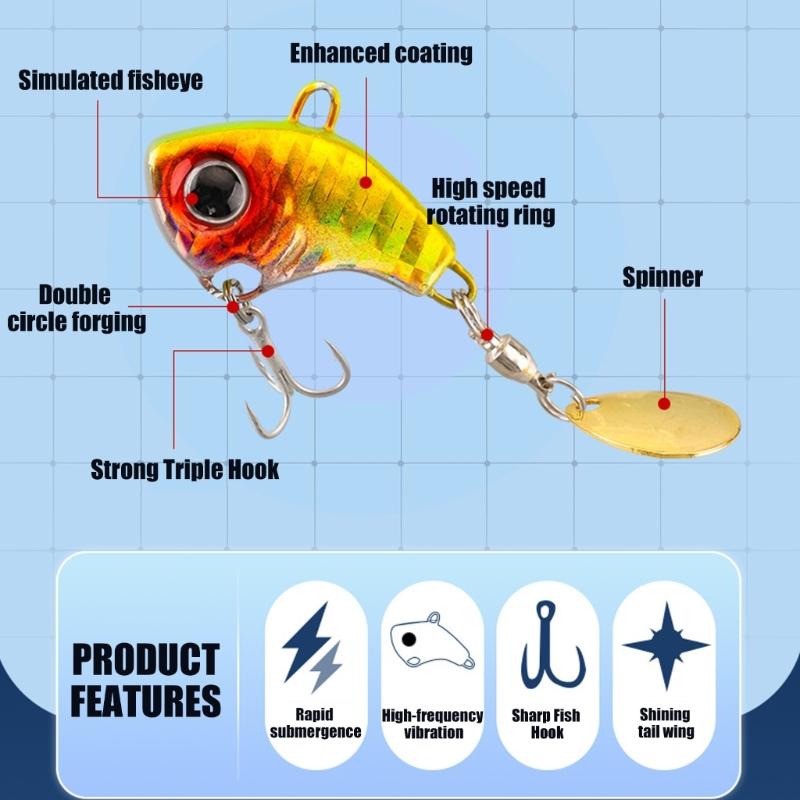 5Pcs Metal Spoon Spinner Lure Long Cast Metal Rotating Fishing Lure Hard Metal Spinner Baits with Hook Enduring