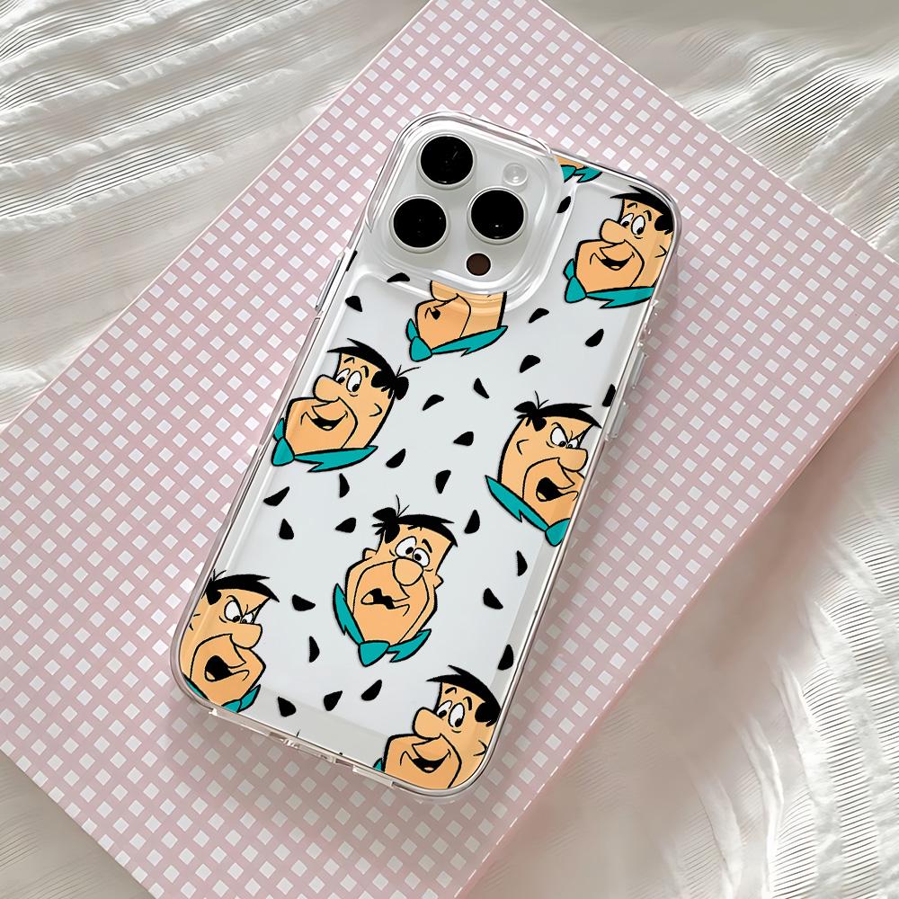 Fun Cartoon Flintstons Phone Case for IPhone 17 16 16e 15 14 13 12 11 Mini Pro Max X XR XSMax 8 Air Plus Transparent Back Cover
