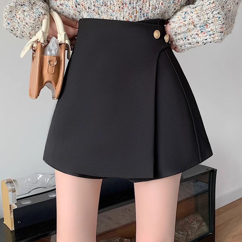 Women's High Waist Black Irregular A-Line Skirt - 2024 Autumn/Winter Trend