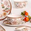 French Ceramic Plates Exquisite Flower Pattern Steak Cake Dishes Household Fruit Plates Household Noodle Bowls Ceramic Tableware