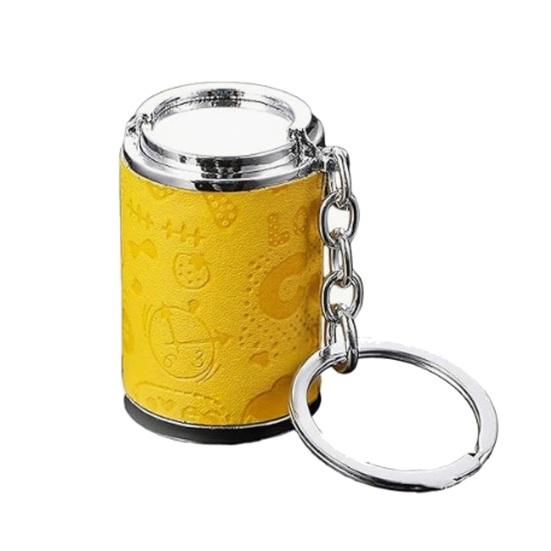 Keychain Pendant, Embossed Imitation Leather Key Ring with Metal Edging, Mini Coin Storage Keychain, Backpack Hanging Charm жёлтый