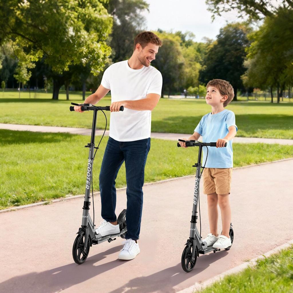 Kick Scooter for Kids Ages 8+, Teens & Adults, 2-Wheel Toddler Scooter with Adjustable Height Handlebar, Wide Anti-Slip Deck, Foldable Lightweight