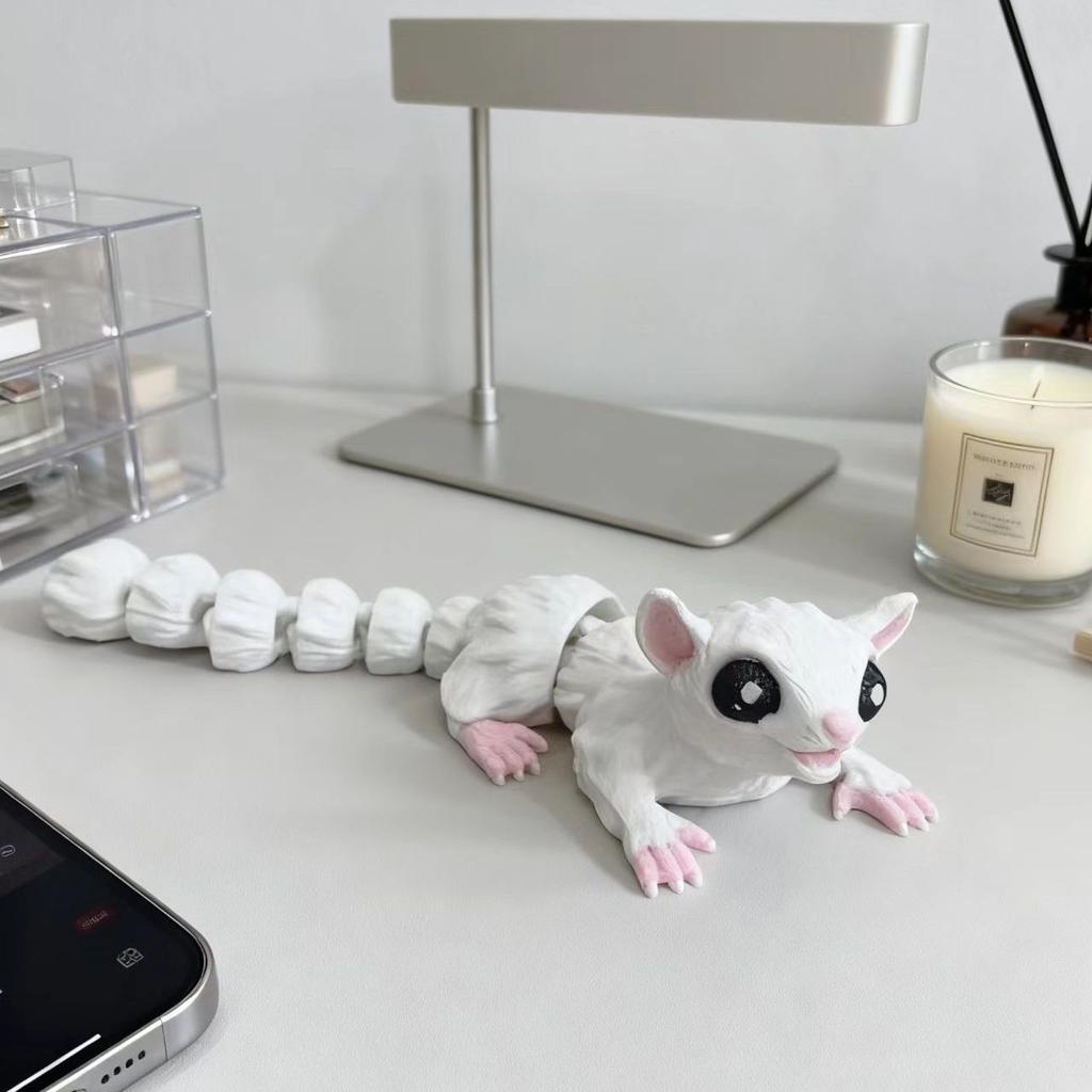 Articulated Mouse Figurine 3D Printed, Cute Movable Joints Toy for Desk Decor and Creative Gift for Collectors