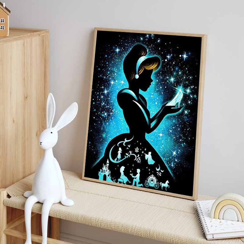 Disney Diamond Painting Cinderella Magical Silhouette Themed Decorative Painting Mosaic Handicraft Hobby DIY Gift Home Decoration Embroidery