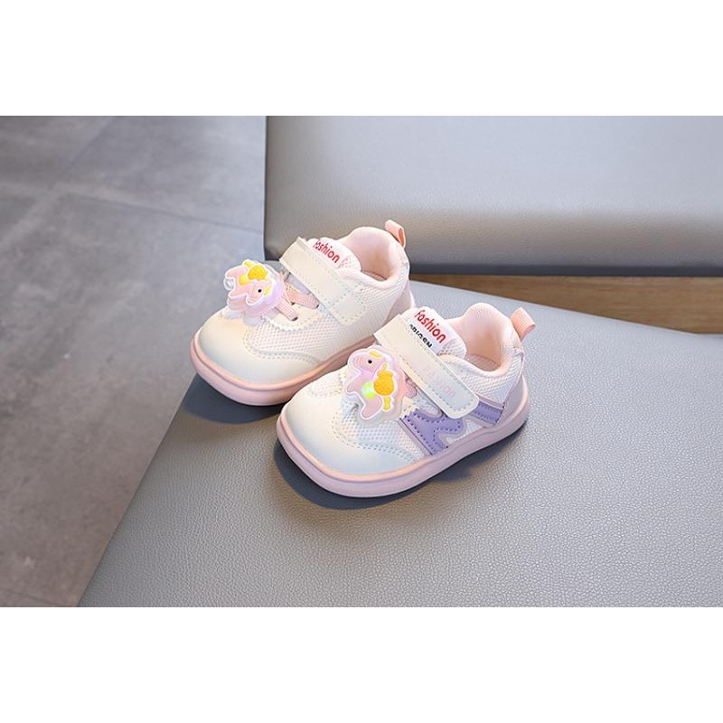 Baby toddler shoes soft sole spring and autumn boys and girls baby shoes breathable non-slip mesh cartoon little white shoes sports shoes