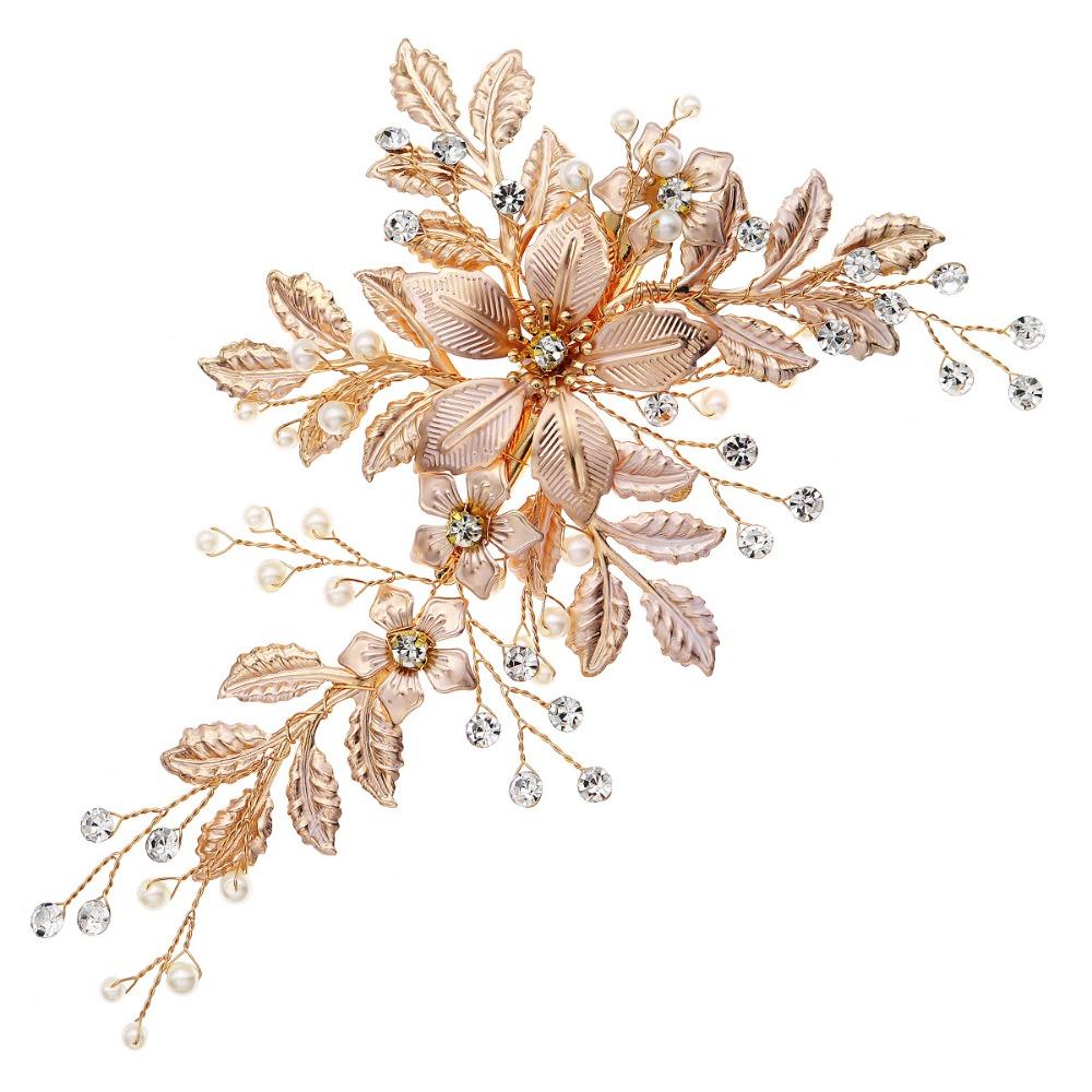 

Pearl Rhinestone Women Hair Clip Rose Gold Bridal Headpiece Wedding Hair Accessories розового золота