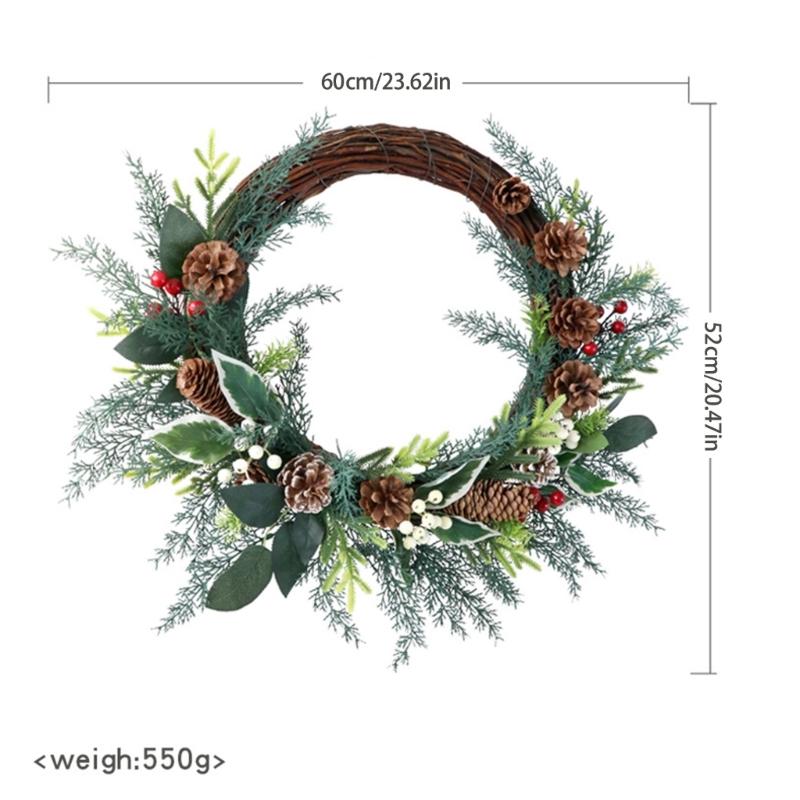 Artificial Wreath Christmas Wreath with Pinecone Berries Decoration for Front Door Garden Yard Christmas Decorations