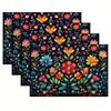 4pcs, Spring Placemats, All Seasonal Table Mats, Vibrant Colorful Traditional Polish Ornament, Heat-resistant Coffee Placemats, Suitable for Indoor, O