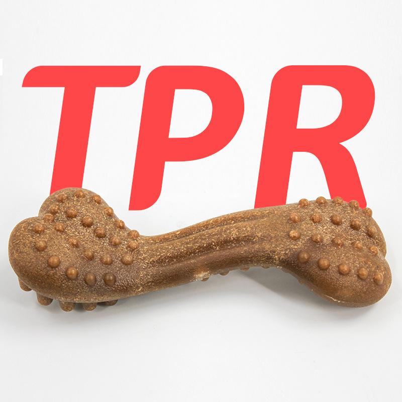 Food Grade TPR Wood Fiber Dog Chew Toy Durable Teeth Cleaning Interactive Pet Toy Safe Dog Molar Bone Toy OEM
