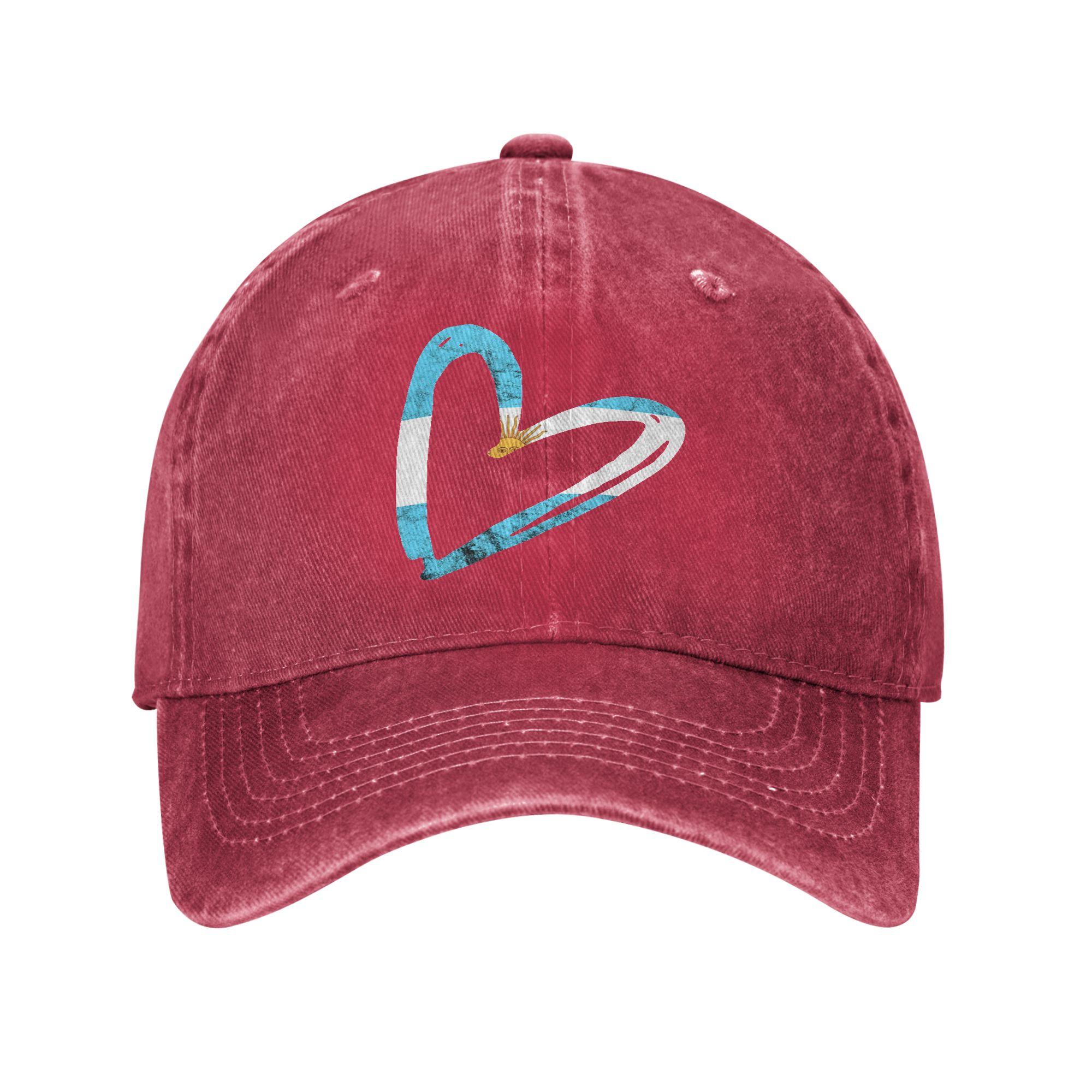 Argentinian Roots Heart Argentina Sun of May Baseball Cap Vintage Distressed Denim  Sun Cap Unisex Style Summer Gift Hats Cap One Size