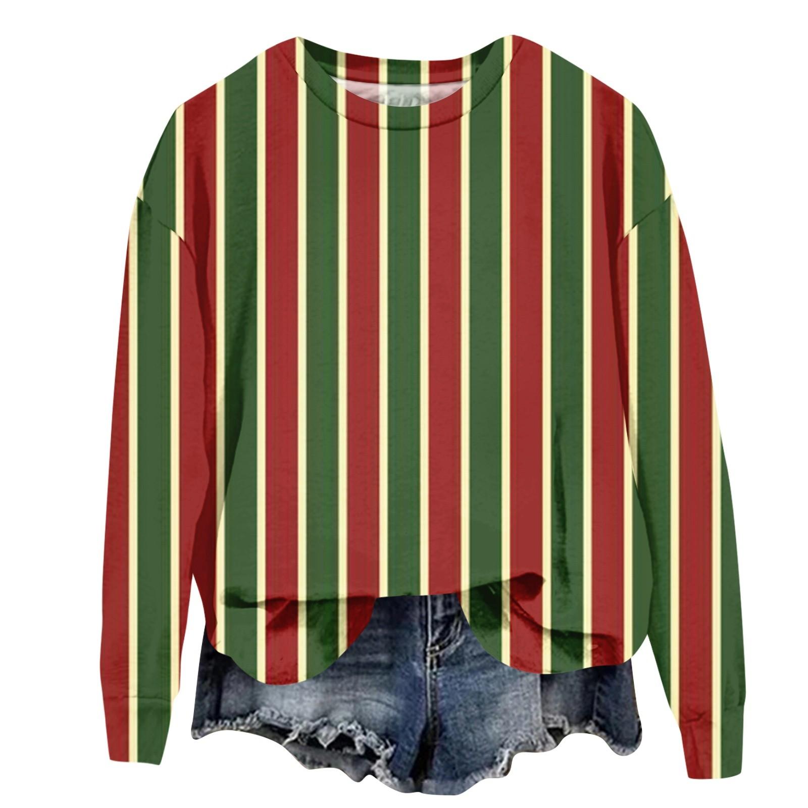 Женская модная рождественская принтованная толстовка с длинным рукавом и круглым вырезом M — фото 8