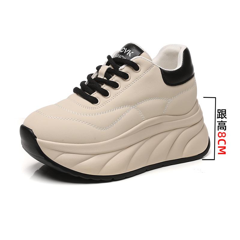 Thick Soled White Shoes  New Versatile Height Increasing Soft Soled Sports and Casual Flat Shoes for Autumn and Winter 2026