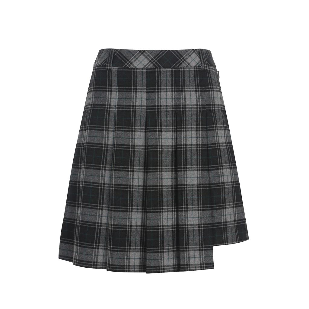 MARTINE GOLF Unbalance Pleats Mid Skirts_M/Gray