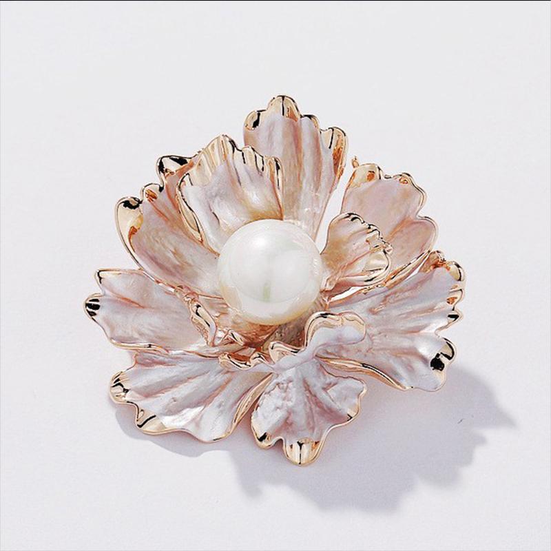 Fashion Retro Alloy Flower With Pearl Brooch Chest Flower Corsage Pearl Accessories Pin