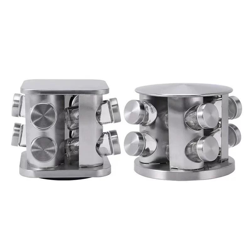 Rotatable Stainless Steel Kitchen Spice Rack - Multi-functional, Portable Seasoning Organizer