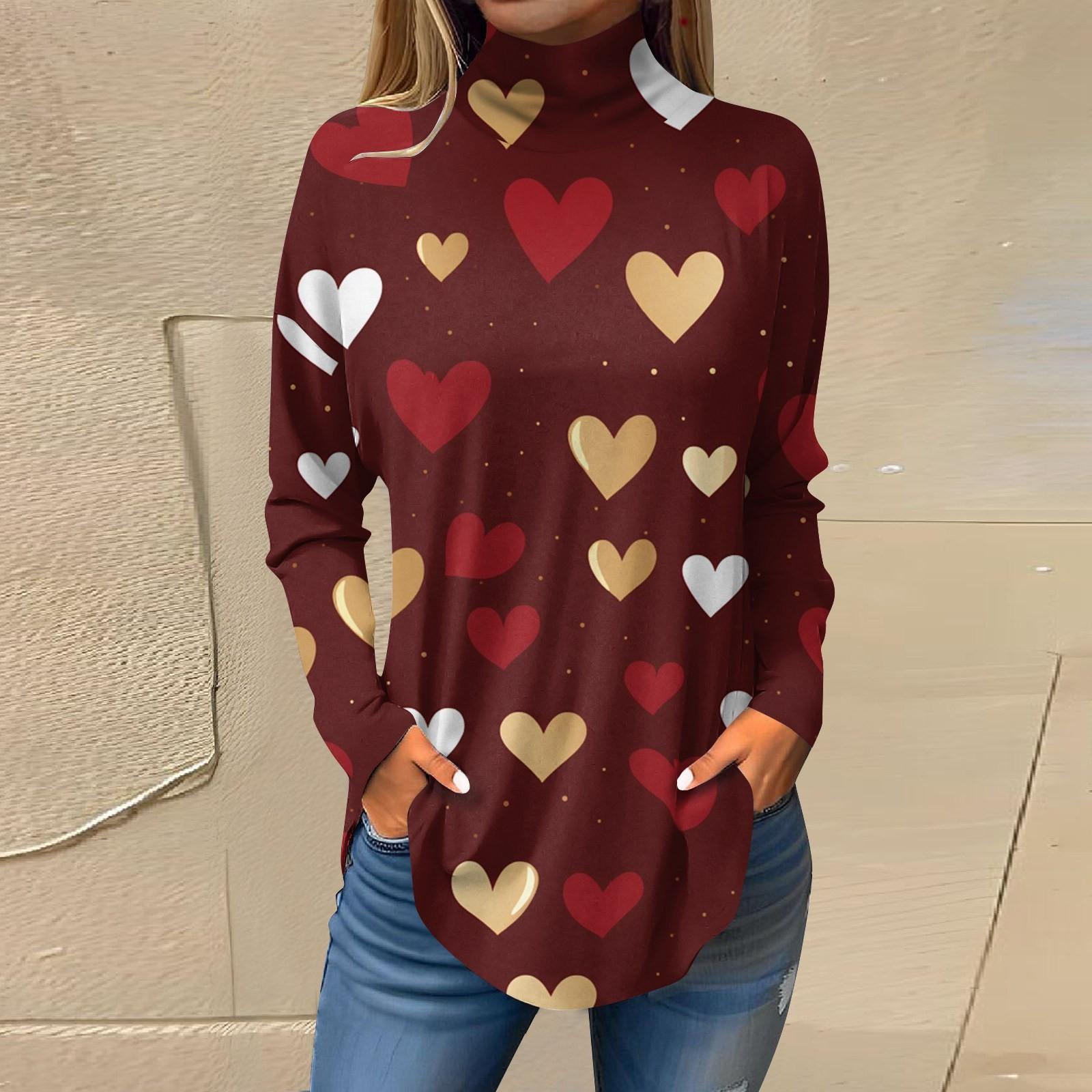 

Женская модная повседневная свободная водолазка с принтом ко Дню святого Валентина S