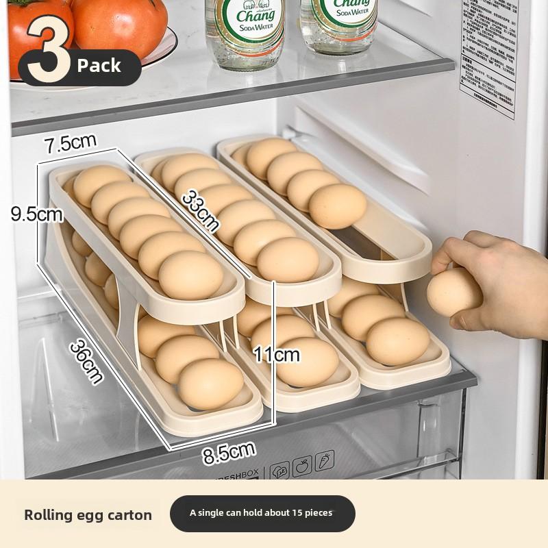 Kitchen Egg Storage Organization Tray Rolling Egg Dispenser Dual Layer Food Grade Plastic Egg Holder for Refrigerator Storage