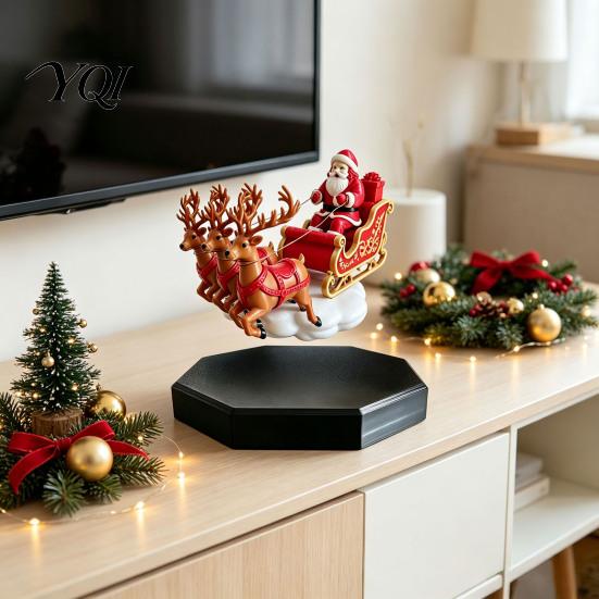Floating Home Decor for Holidays Santa Sleigh, Magnetic Levitation Flying Sleigh Ornament, Christmas Decoration Desks Display Home, Office,