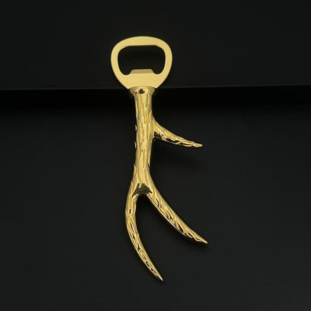 Zinc Alloy Antler Shaped Bottle Opener Portable Beer Can Opener Metal Lid Remover for Home Bar Kitchen Parties Camping