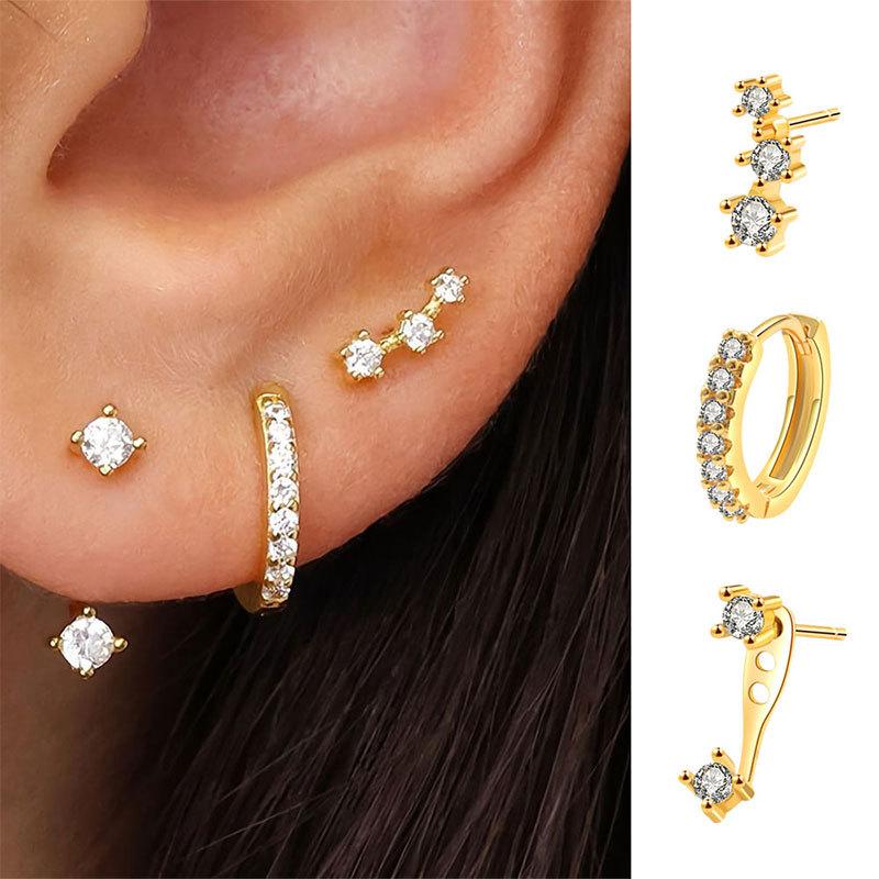 2025 New High-quality European and American Fine Jewelry Gold-plated Simple Style Cubic Zircon Oxide Women's Hoop Earrings