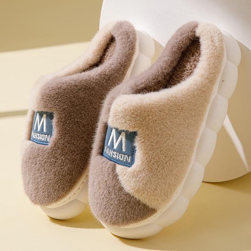 Cotton slippers women spring and autumn winter plush non-slip home use home indoor warmth couple winter men