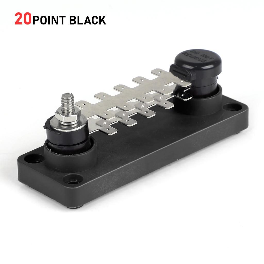 Marine Grade Tab Type Busbar -TTB710N02 20 Points 20A/55A 12V/48VDC Power Distribution Double-Layers Red/Black For Cars RV Boats
