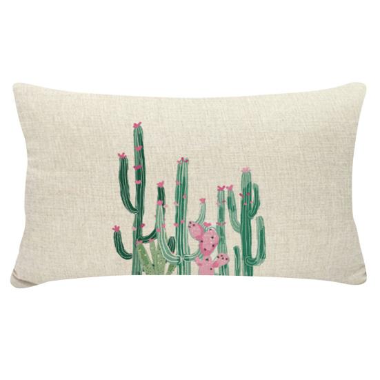 30cm X 50cm Pillow Case Washmachine Washable Multi-purpose Polyester Cactus Printing Cushion Cover for Daily Life