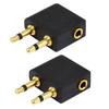 Airplane Headphone Adapter Double 3.5mm Male to 3.5mm Female Air Plane Flight Connector for Travel