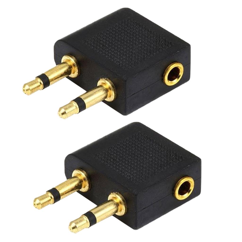 Airplane Headphone Adapter Double 3.5mm Male to 3.5mm Female Air Plane Flight Connector for Travel