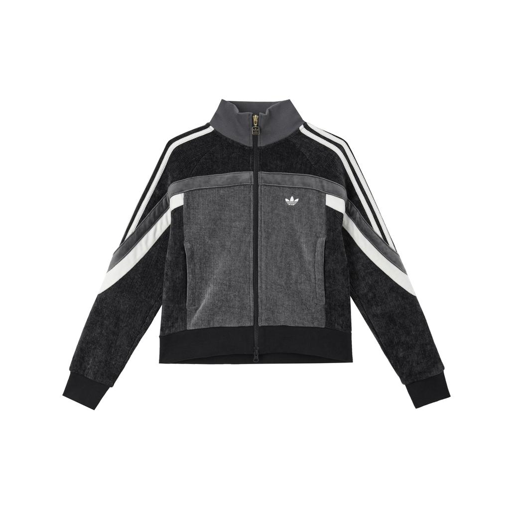 Adidas Originals AW24 Jahr der Schlange Limited Edition Gestreifte Bequeme Hautfreundliche Langarmjacke Damenjacke Schwarz Dunkelgrau JL8442
