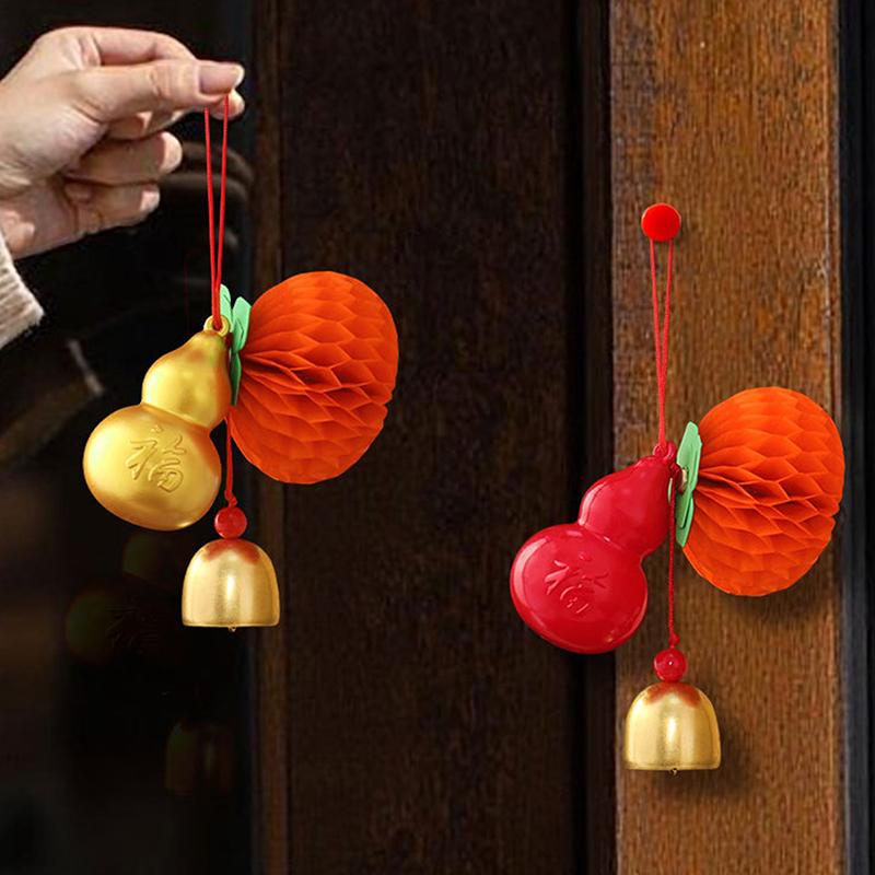 14cm DIY Accessories Cute Bell Design New Year Home Decor Gift of Blessing Gourd Design Auspicious Pendant Multi-Color