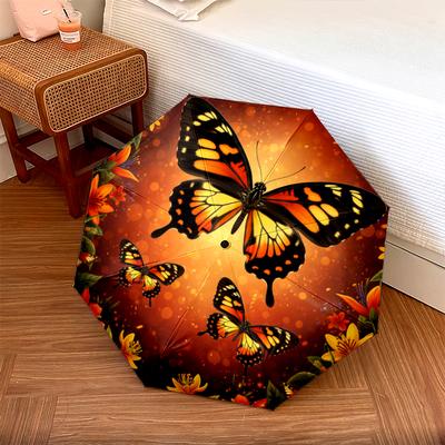 1 PC Automatic Folding Umbrella - 3D Butterfly Pattern, Portable & Foldable Design with 8 Ribs, Christmas Birthday Gifts