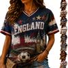 Women V Neck Short Sleeve T Shirt with Stadium Soccer Print Casual Loose Fit Style Top
